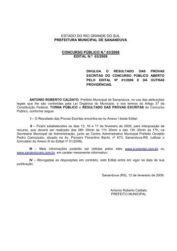 estado do rio grande do sul prefeitura municipal de ... - Premier