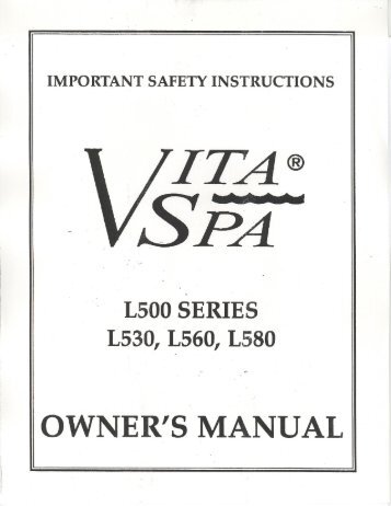 1999 Vita Spas L500 Manual - Spaparts123.net