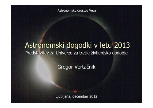 Astronomski dogodki v letu 2013