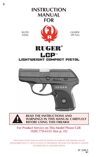 2015 Sturm/Ruger Model 10/22 Auto Loader Rifle Owner's Instruction Manual 