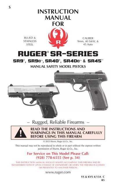 Ruger LC9 9mm Pistol Owners Instruction and Maintenance Manual