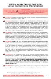 TRIPOD QUADPOD AND BOX BLIND USAGE INSTRUCTIONS AND WARNINGS