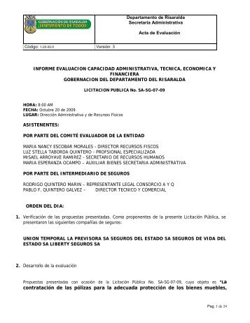 EVALUACION POLIZAS SEGUROS ORIGINAL[1] - GobernaciÃ³n de ...