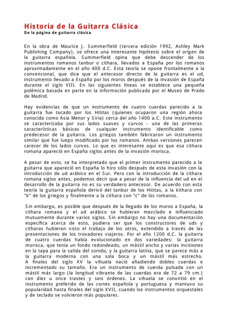 Historia de la Guitarra Clásica