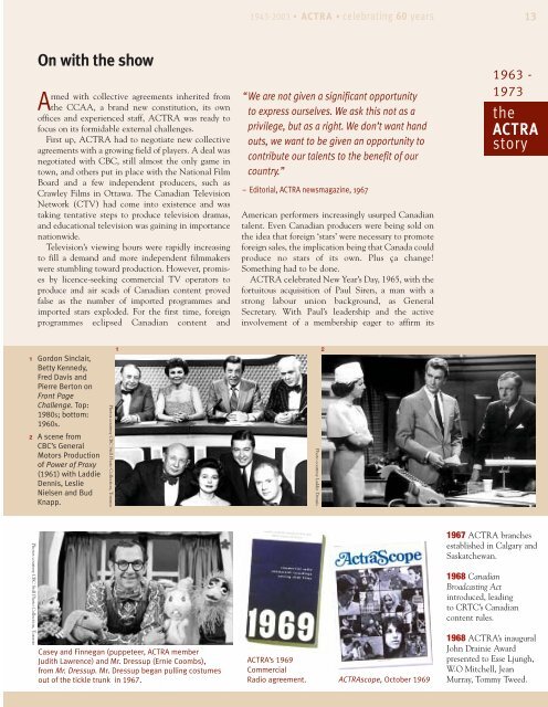 Celebrating 60 years: THE ACTRA STORY This special issue of ...