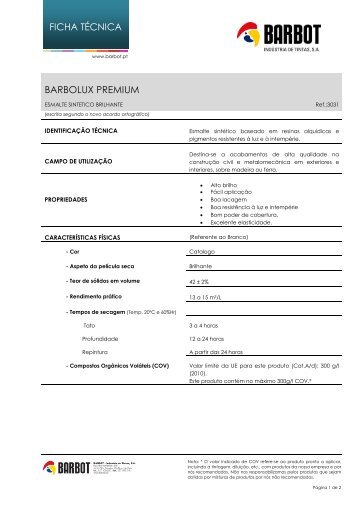 FICHA TÉCNICA BARBOLUX PREMIUM