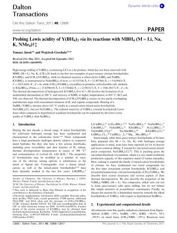 PAPER Probing Lewis acidity of Y(BH4)3 via its reactions with MBH4