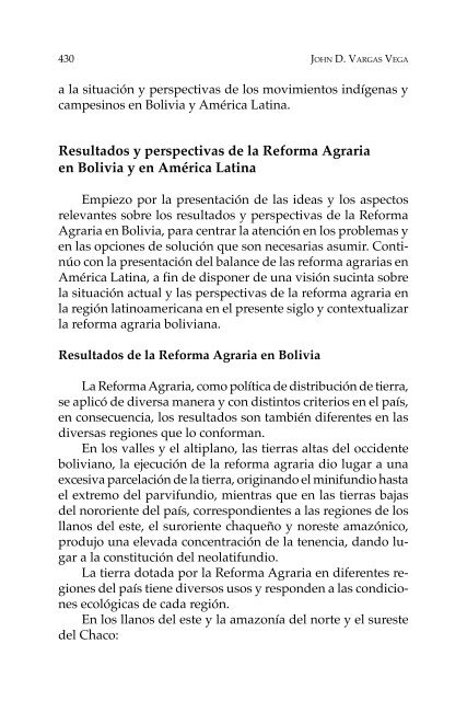 Proceso agrario en Bolivia y América Latina