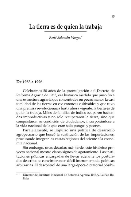 Proceso agrario en Bolivia y América Latina