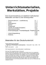 Unterrichtsmaterialien, Werkstätten, Projekte