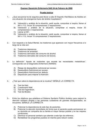 Examen Oposición Enfermería 24 febrero 2008 - Colegio ...