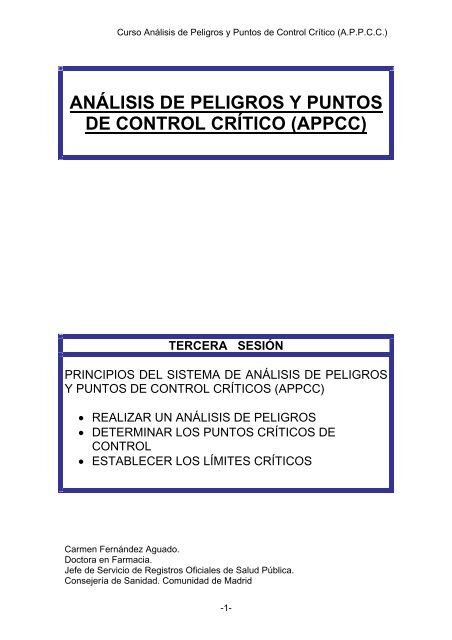 ANÁLISIS DE PELIGROS Y PUNTOS DE CONTROL CRÍTICO (APPCC)