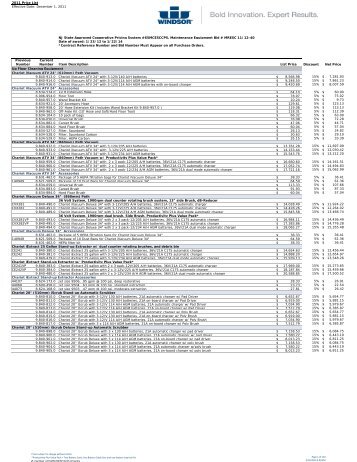 Windsor Equipment and Parts Price List - Scoles Floorshine Industries