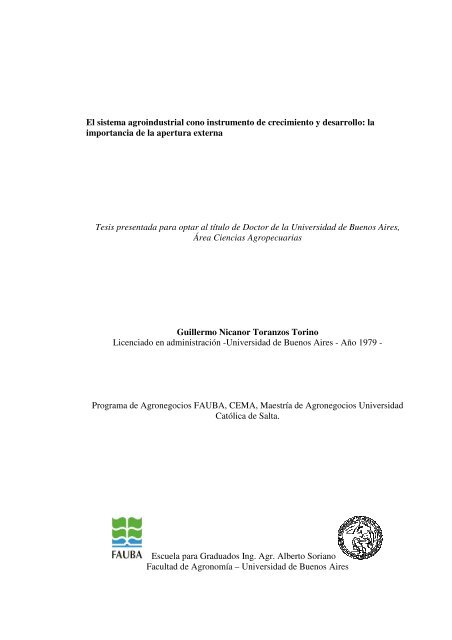 El sistema agroindustrial como instrumento de crecimiento y ...