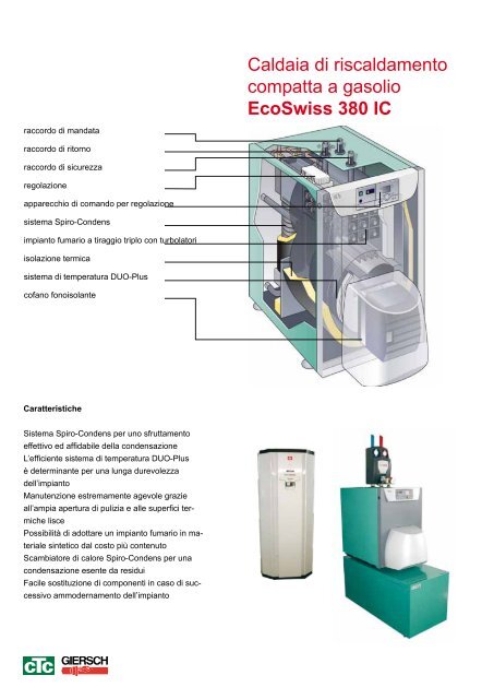 Caldaia di riscaldamento compatta a gasolio EcoSwiss 380 IC