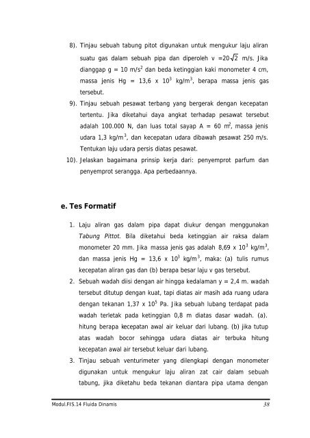 Fluida Dinamis - e-Learning Sekolah Menengah Kejuruan