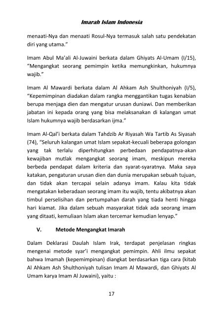 Hand Book Imarah Islam Indonesia - Biar sejarah yang bicara