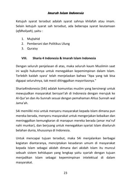 Hand Book Imarah Islam Indonesia - Biar sejarah yang bicara