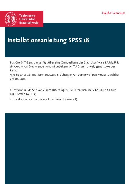 Installationsanleitung SPSS 18 - Technische Universität Braunschweig