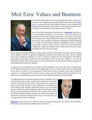 Meir Ezra: Values and Business