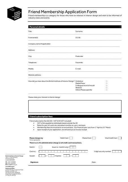 Friend Membership Application Form