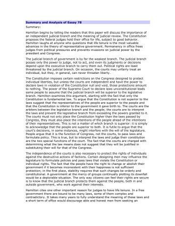 Federalist paper 78 sparknotes