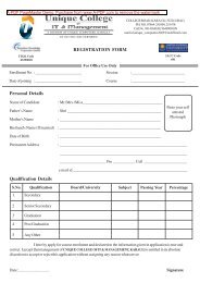 REGISTRATION FORM Personal Details Qualification Details