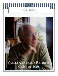 VALLEY CENTRAL’S RETIREES CLASS 2008
