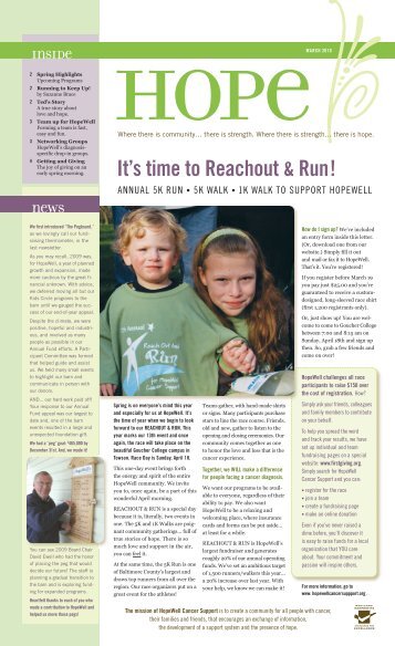 It's time to Reachout & Run! - Hopewell Cancer Support