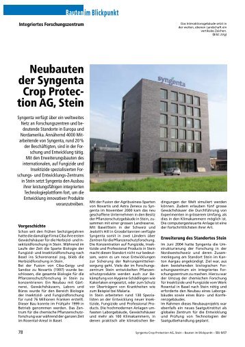 Neubauten der Syngenta Crop Protec- tion AG ... - Robe Verlag AG