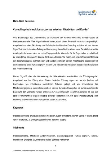 Prozesscontrolling der Interaktion zwischen Mitarbeitern und Kunden