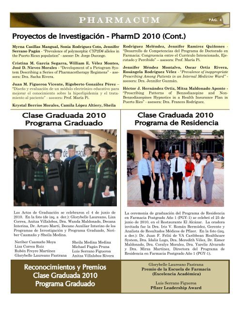Clase Graduada 2010 - University of Puerto Rico - Universidad de ...