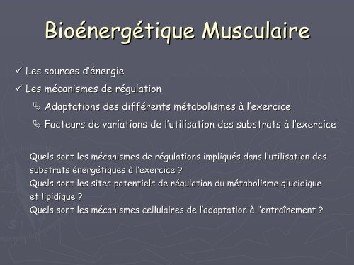 Bioénergétique Musculaire