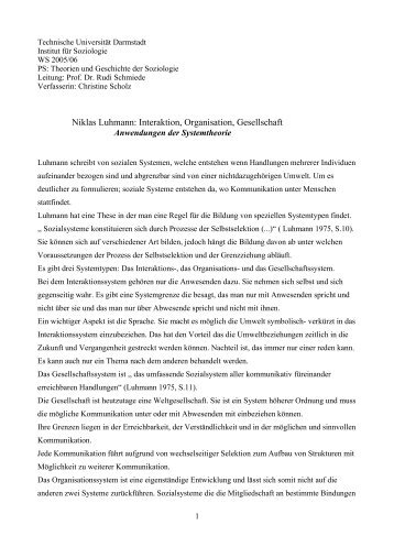 Niklas Luhmann: Interaktion, Organisation, Gesellschaft