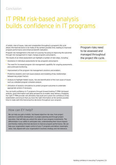 Building confidence in executing IT programs