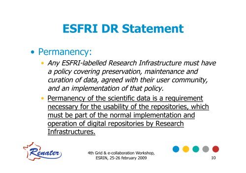 ESFRI and e-IRG data policy issues Dany VANDROMME ... - Congrex