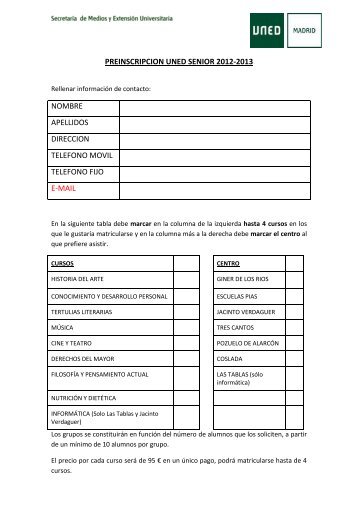 NOMBRE APELLIDOS DIRECCION TELEFONO MOVIL TELEFONO FIJO E-MAIL