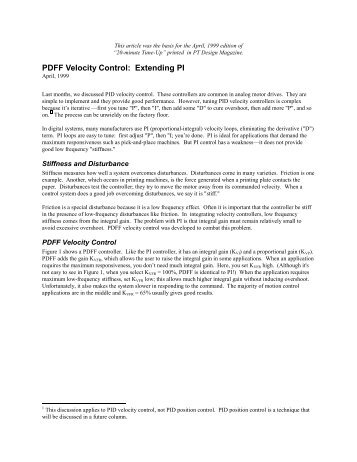 PDFF Velocity Control: Extending PI