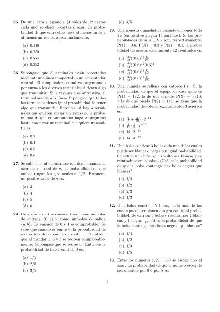 100 Preguntas Test Probabilidad Combinatoria y Variables ...