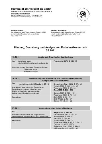 Humboldt-Universität zu Berlin - Mathematik und ihre Didaktik - HU ...