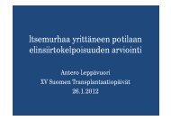 Itsemurhaa yrittäneen potilaan elinsiirtokelpoisuuden arviointi