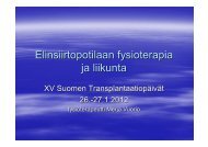 Elinsiirtopotilaan fysioterapia ja liikunta