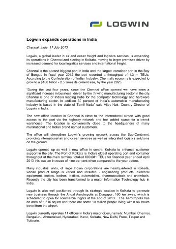 Logwin expands operations in India