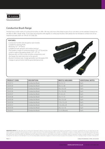 Conductive Brush Range information previously