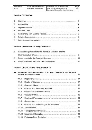 PART A. OVERVIEW 1. Objective ... - Bank Negara Malaysia