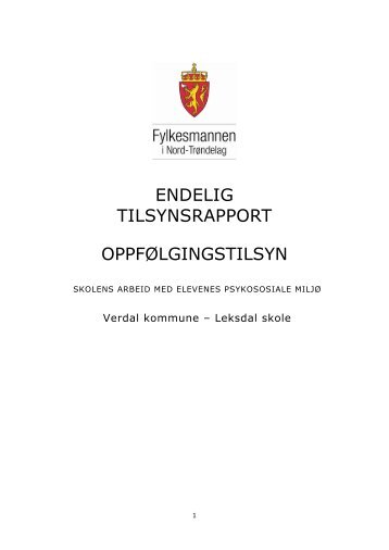 TILSYNSRAPPORT OPPFØLGINGSTILSYN