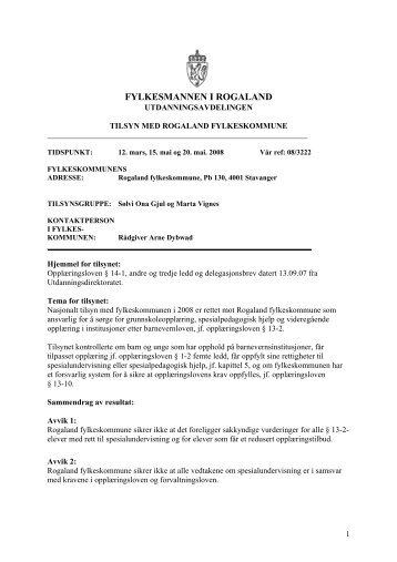 FYLKESMANNEN I ROGALAND
