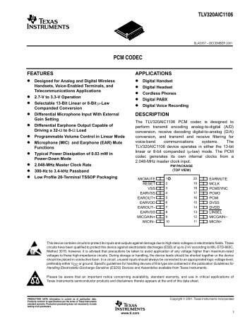 TLV320AIC1106 PCM CODEC