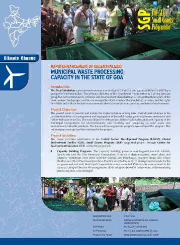 MUNICIPAL WASTE PROCESSING CAPACITY IN THE STATE OF GOA