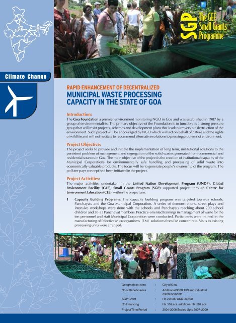 MUNICIPAL WASTE PROCESSING CAPACITY IN THE STATE OF GOA